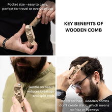 Load image into Gallery viewer, Wooden Beard Comb – Sugar Skull