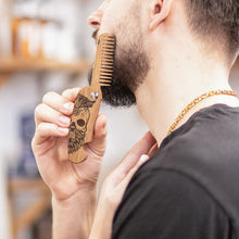 Load image into Gallery viewer, Wooden Beard Comb – Sugar Skull