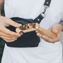 Load image into Gallery viewer, Wooden Beard Comb – Sugar Skull