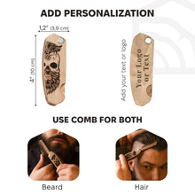Load image into Gallery viewer, Wooden Beard Comb – Sugar Skull