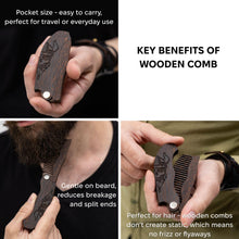 Load image into Gallery viewer, Wooden Beard Comb – Viking Design