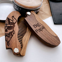 Load image into Gallery viewer, Wooden Beard Comb – Viking Design