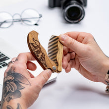 Load image into Gallery viewer, Wooden Beard Comb – Viking Design