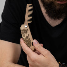 Load image into Gallery viewer, Wooden Beard Comb – Sugar Skull