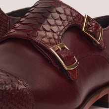 Load image into Gallery viewer, The Bishkek Burgundy Leather Cap Toe Double Monk Strap Men  Shoe