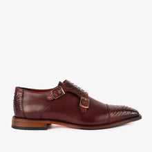 Load image into Gallery viewer, The Bishkek Burgundy Leather Cap Toe Double Monk Strap Men  Shoe