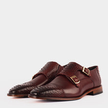 Load image into Gallery viewer, The Bishkek Burgundy Leather Cap Toe Double Monk Strap Men  Shoe