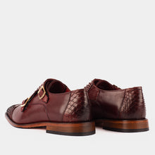 Load image into Gallery viewer, The Bishkek Burgundy Leather Cap Toe Double Monk Strap Men  Shoe