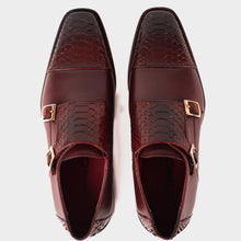 Load image into Gallery viewer, The Bishkek Burgundy Leather Cap Toe Double Monk Strap Men  Shoe