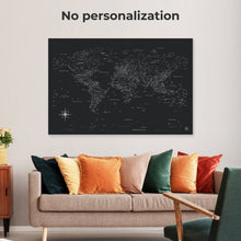 Load image into Gallery viewer, World Map on Canvas - Black