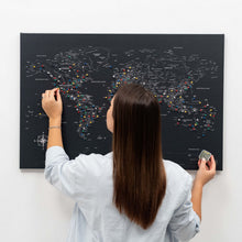 Load image into Gallery viewer, World Map on Canvas - Black