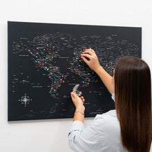 Load image into Gallery viewer, World Map on Canvas - Black