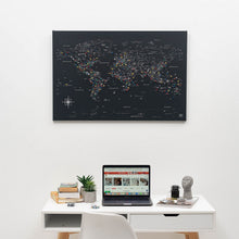 Load image into Gallery viewer, World Map on Canvas - Black