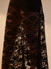 Load image into Gallery viewer, Black Lace A-Line Skirt – Long Sheer Full Skirt, Elegant Bachelorette Party Skirt, Gothic Fashion Skirt, Prom Skirt for Women