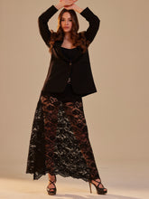 Load image into Gallery viewer, Black Lace A-Line Skirt – Long Sheer Full Skirt, Elegant Bachelorette Party Skirt, Gothic Fashion Skirt, Prom Skirt for Women