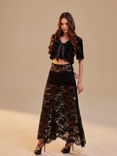 Load image into Gallery viewer, Black Lace A-Line Skirt – Long Sheer Full Skirt, Elegant Bachelorette Party Skirt, Gothic Fashion Skirt, Prom Skirt for Women