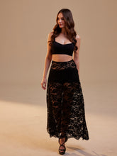 Load image into Gallery viewer, Black Lace A-Line Skirt – Long Sheer Full Skirt, Elegant Bachelorette Party Skirt, Gothic Fashion Skirt, Prom Skirt for Women