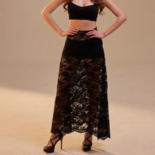 Load image into Gallery viewer, Black Lace A-Line Skirt – Long Sheer Full Skirt, Elegant Bachelorette Party Skirt, Gothic Fashion Skirt, Prom Skirt for Women
