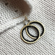 Load image into Gallery viewer, Black Spinel Halo Earrings