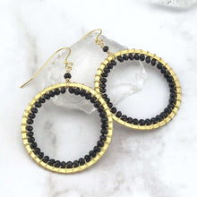 Load image into Gallery viewer, Black Spinel Halo Earrings
