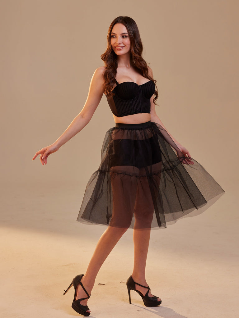 Black Tulle Underskirt (Petticoat) – Sheer Layering Skirt