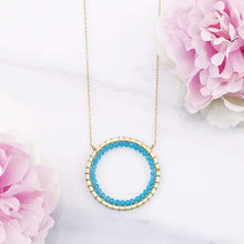 Load image into Gallery viewer, Blue Chalcedony Halo Necklace
