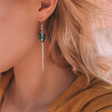 Load image into Gallery viewer, Iolite &amp; Blue Apatite Silver Yoga Earrings