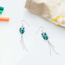 Load image into Gallery viewer, Iolite &amp; Blue Apatite Silver Yoga Earrings