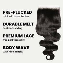 Load image into Gallery viewer, Body Wave 6x6 HD Lace Human Hair Closure
