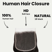 Load image into Gallery viewer, Body Wave 6x6 HD Lace Human Hair Closure