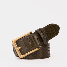 Load image into Gallery viewer, The Bethesda Green Pythn Snk Leather Belt