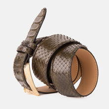 Load image into Gallery viewer, The Bethesda Green Pythn Snk Leather Belt
