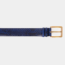 Load image into Gallery viewer, The Boss Navy Blue Pythn Snk Leather Belt