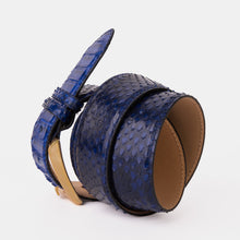 Load image into Gallery viewer, The Boss Navy Blue Pythn Snk Leather Belt