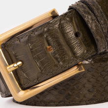 Load image into Gallery viewer, The Bethesda Green Pythn Snk Leather Belt