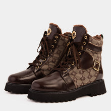 Load image into Gallery viewer, The Boston Brown Leather Lace-Up Ankle Women Boot With a Side Zipper
