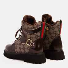 Load image into Gallery viewer, The Boston Brown Leather Lace-Up Ankle Women Boot With a Side Zipper