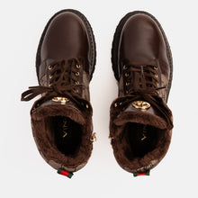 Load image into Gallery viewer, The Boston Brown Leather Lace-Up Ankle Women Boot With a Side Zipper