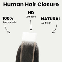 Load image into Gallery viewer, Brazilian Body Wave 2x6 HD Lace Human Hair Closure