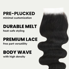 Load image into Gallery viewer, Brazilian Body Wave 4x4 Transparent Lace Human Hair Closure