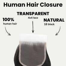 Load image into Gallery viewer, Brazilian Body Wave 4x4 Transparent Lace Human Hair Closure