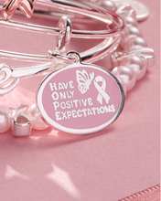 Load image into Gallery viewer, 'HOPE' Breast Cancer Awareness Charm Bangle Set of 2