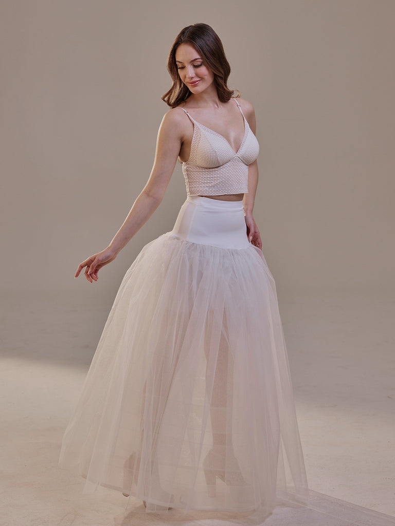 Bridal Petticoat with Corsage and Hard Net Tulle Underskirt  ,Wedding Crinoline with Petticoat Netting Fabric