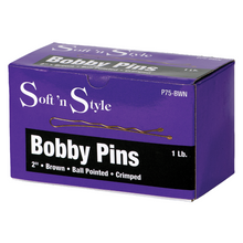 Load image into Gallery viewer, Soft 'N Style 2" Brown Bobby Pins - 1lb
