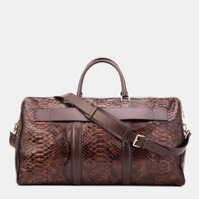 Load image into Gallery viewer, The Velar Brown Hand-Painted Python Leather Weekender Bag