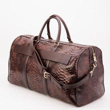 Load image into Gallery viewer, The Velar Brown Hand-Painted Python Leather Weekender Bag