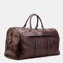 Load image into Gallery viewer, The Velar Brown Hand-Painted Python Leather Weekender Bag