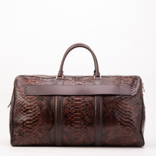 Load image into Gallery viewer, The Velar Brown Hand-Painted Python Leather Weekender Bag