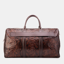 Load image into Gallery viewer, The Velar Brown Hand-Painted Python Leather Weekender Bag