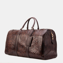 Load image into Gallery viewer, The Velar Brown Hand-Painted Python Leather Weekender Bag